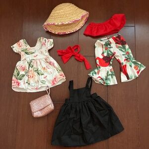 18” Doll clothing and accessories lot - 7pcs total